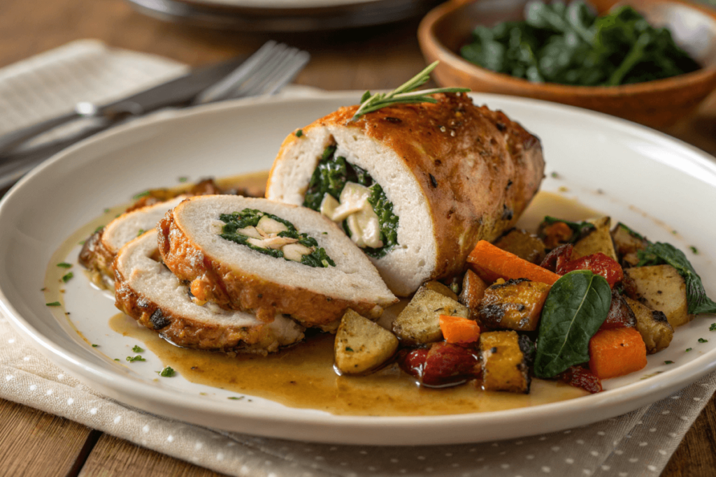 Stuffed Chicken Crown with Spinach and Feta Filling