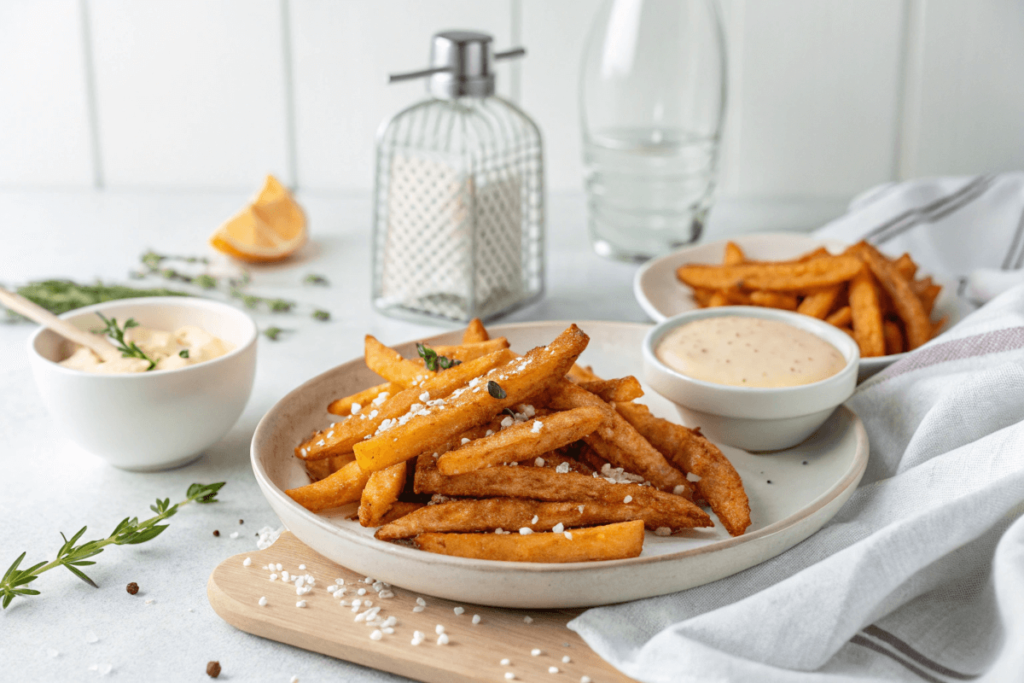 Sweet potato fries with dipping sauce