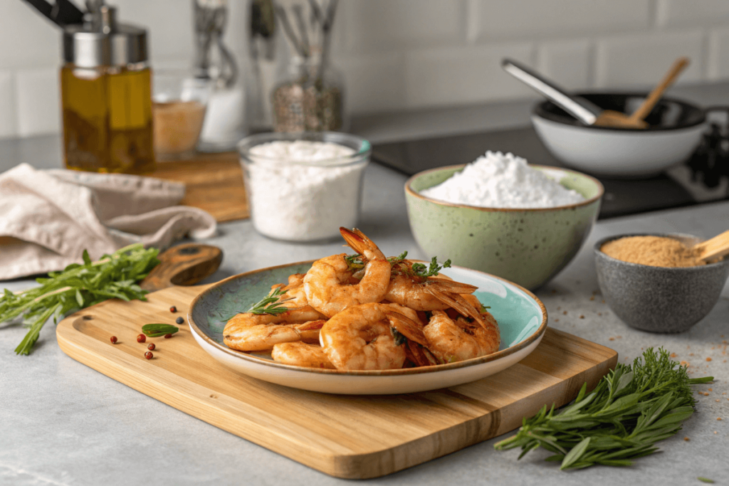 Juicy shrimp cooked to perfection with baking soda