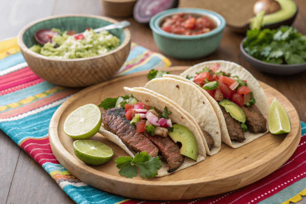 Reheated steak repurposed into flavorful tacos.